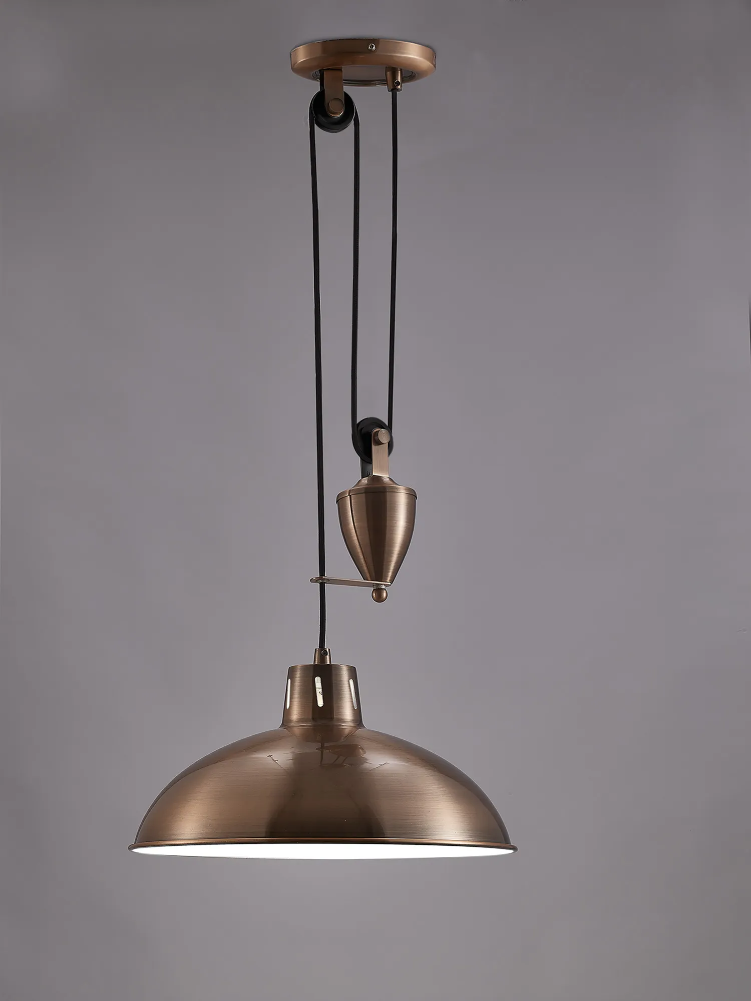 Wellington Pulley System Pendant 1 Light Antique Copper D0149  Deco Wellington